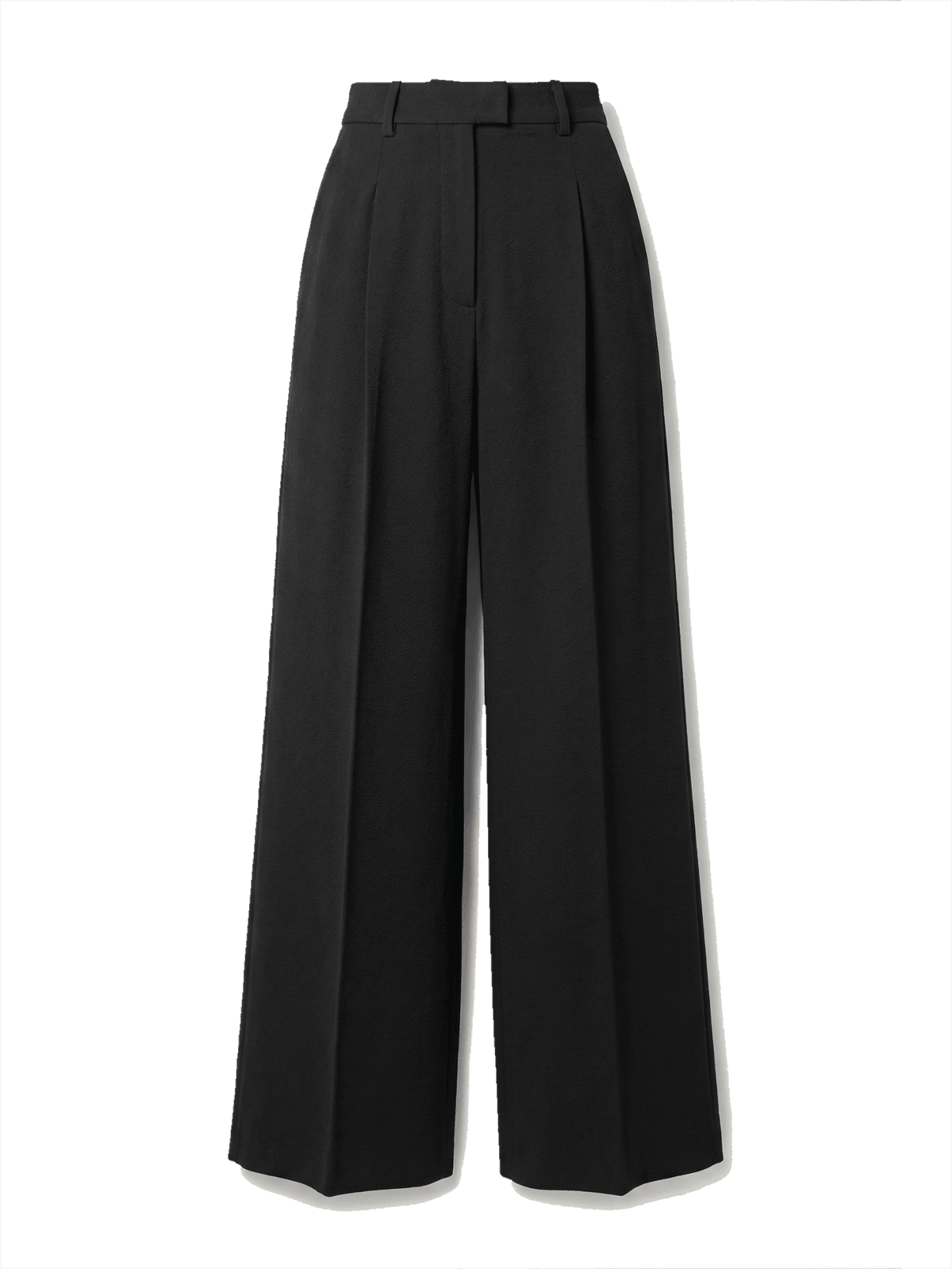Custom made black wide-leg pants, sewn to individual measurements