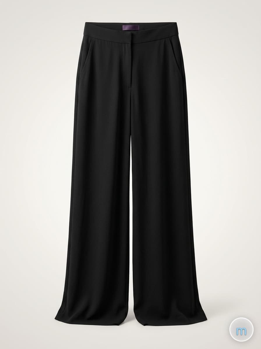 Custom wide-leg trousers made to measure, with the rise and full length designed around the wearer