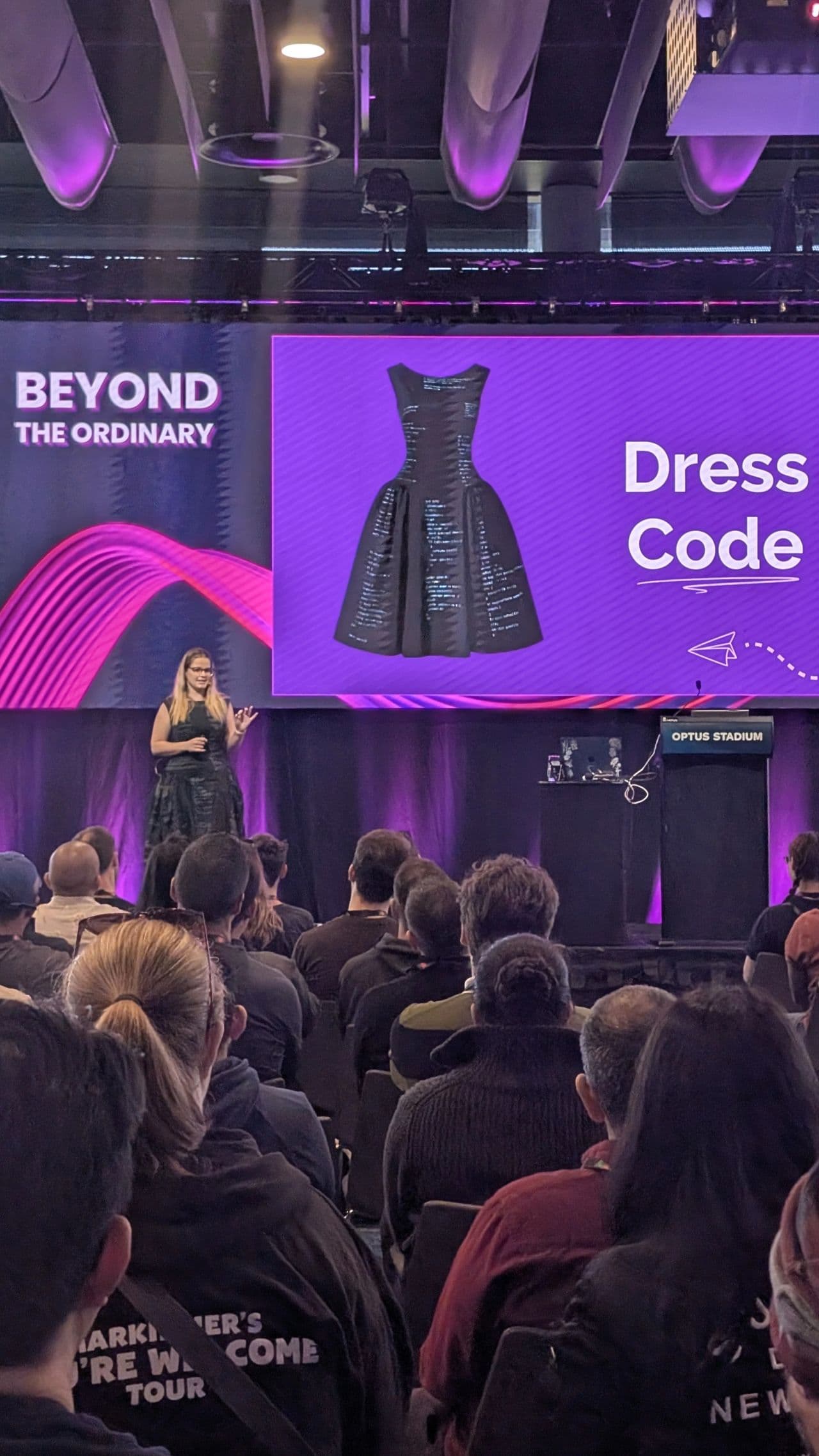 A custom code-print dress designed online with MadeApt